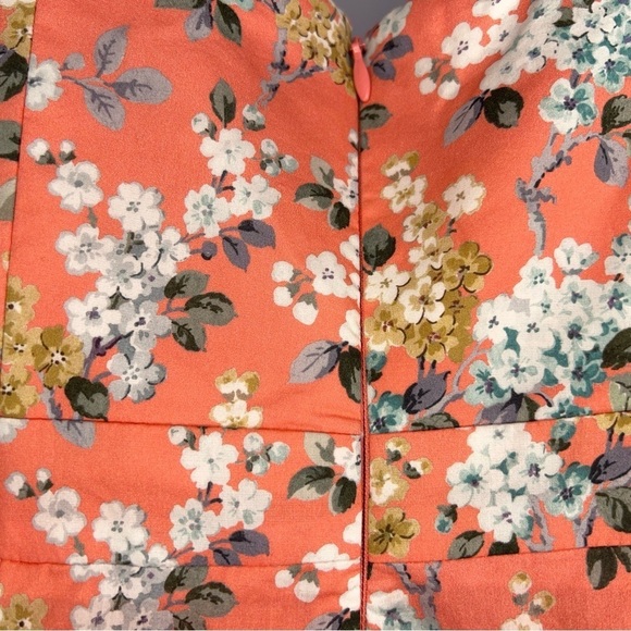 SIZE 2 J CREW PINK CORAL FLORAL RETRO DRESS PEPLUM COTTON PINUP RETRO - Picture 13 of 16